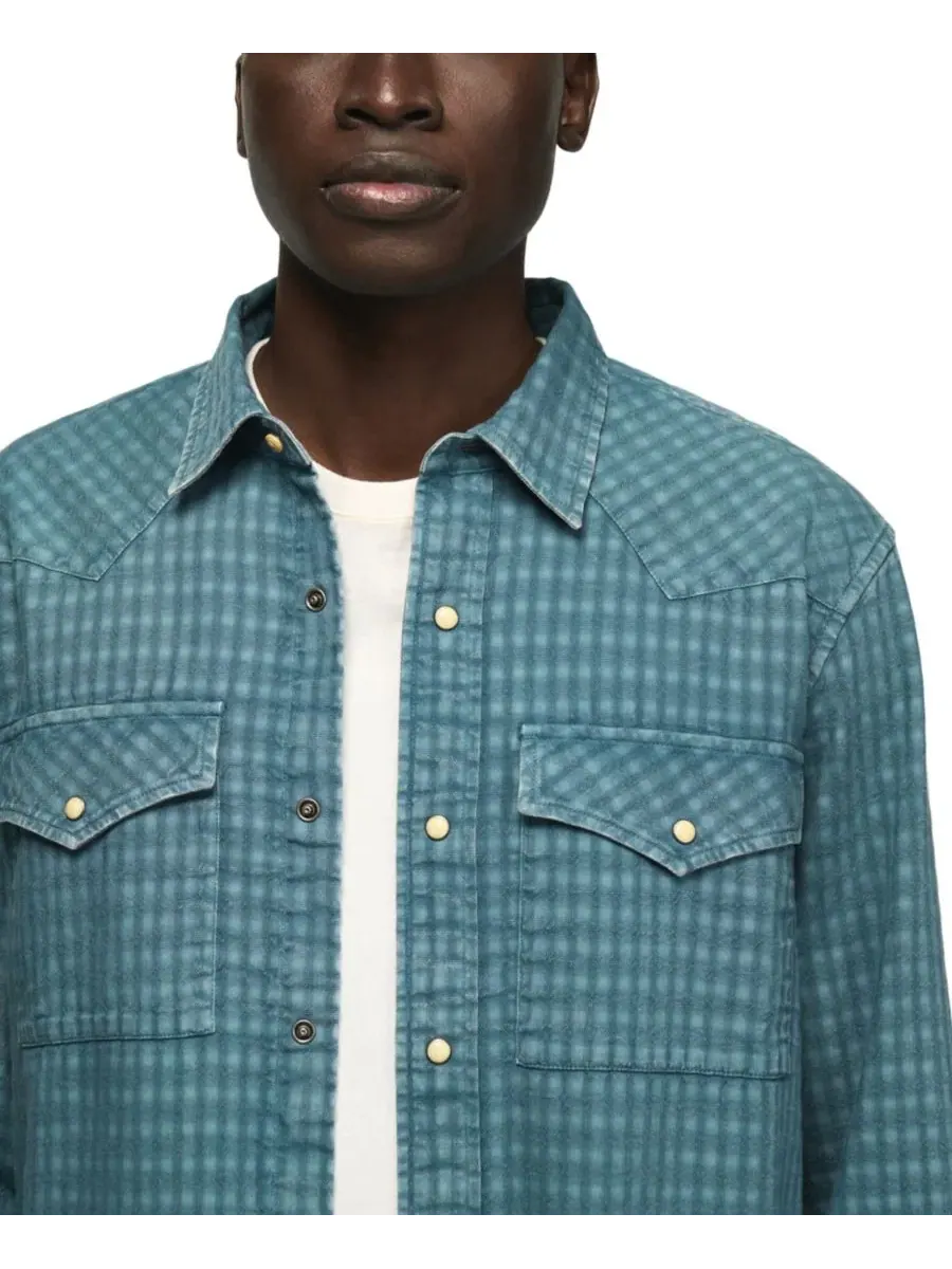 Мужская рубашка с длинным рукавом свободного кроя Western Flannel Lucky Brand — изображение 4 из 5, камнестень