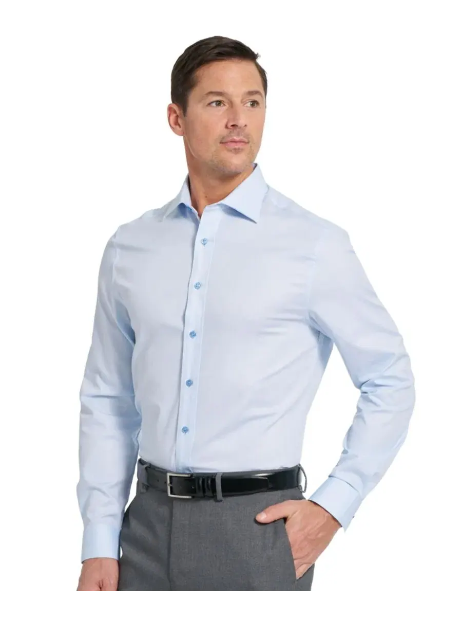 Рубашка Newbury Text Modern-Fit с воротником-стойкой Nick Graham — изображение 3 из 6, светлый синий