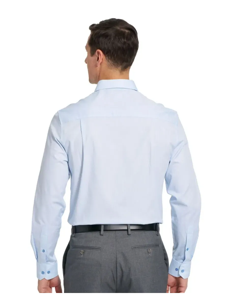 Рубашка Newbury Text Modern-Fit с воротником-стойкой Nick Graham — изображение 5 из 6, светлый синий