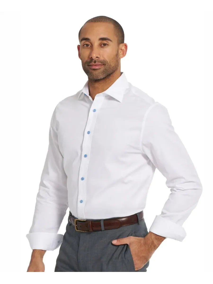Детская рубашка Newbury Text Modern-Fit с отложным воротником Nick Graham — изображение 3 из 6, белый