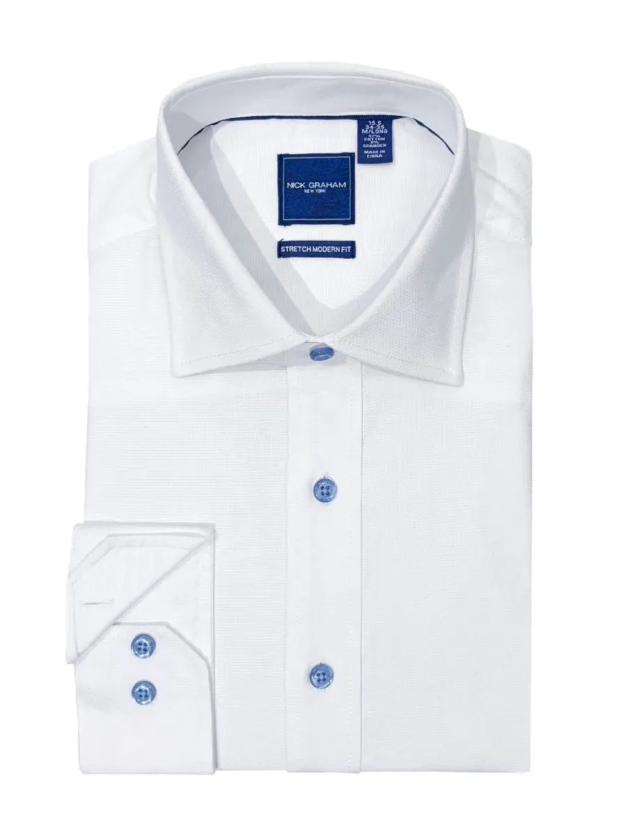 Детская рубашка Newbury Text Modern-Fit с отложным воротником Nick Graham — изображение 6 из 6, белый