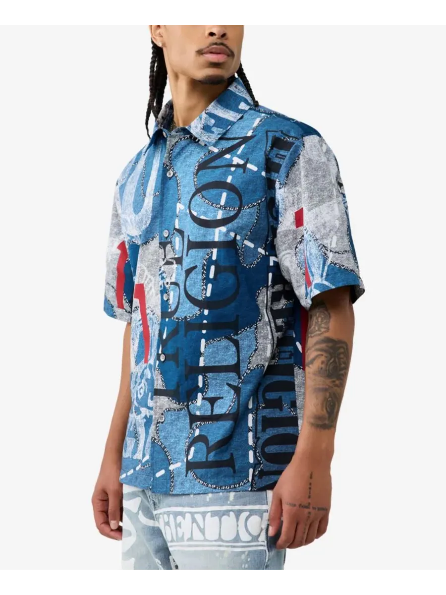 Мужская рубашка с принтом Poplin Print True Religion — изображение 2 из 3