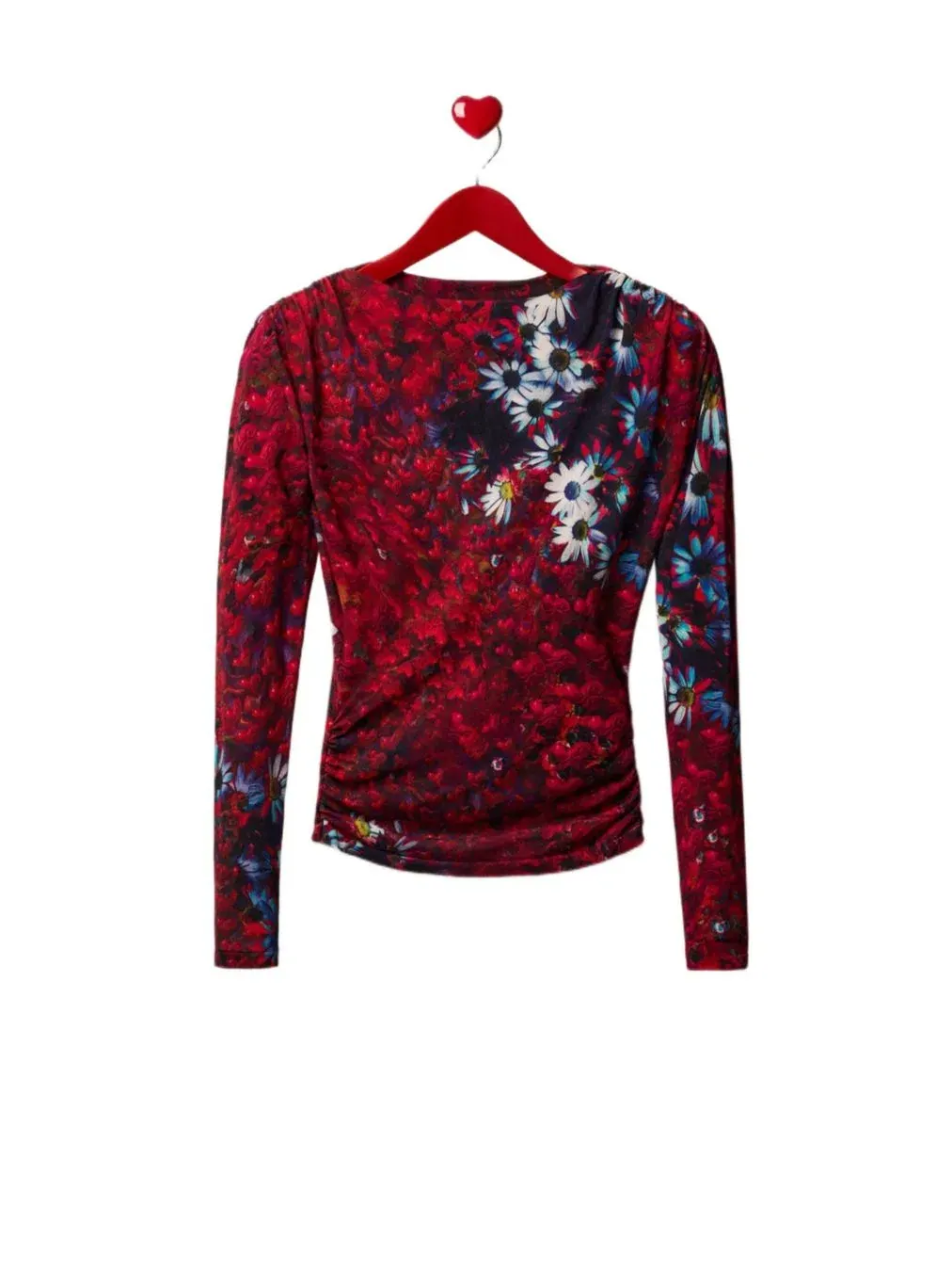 Тонкий женский свитер с ромашками Desigual — изображение 1 из 6, оранжевый красный