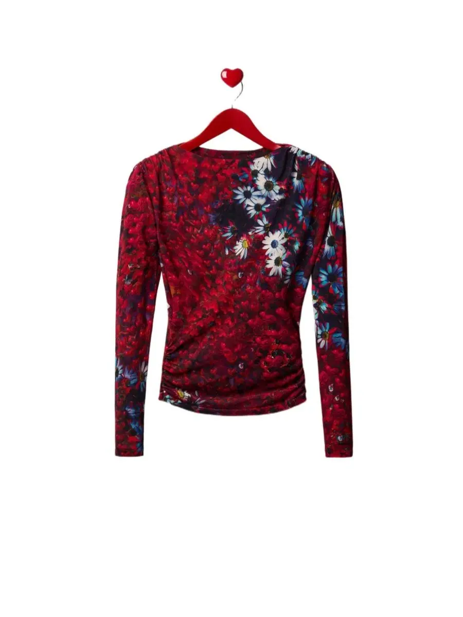 Тонкий женский свитер с ромашками Desigual — изображение 5 из 6, оранжевый красный