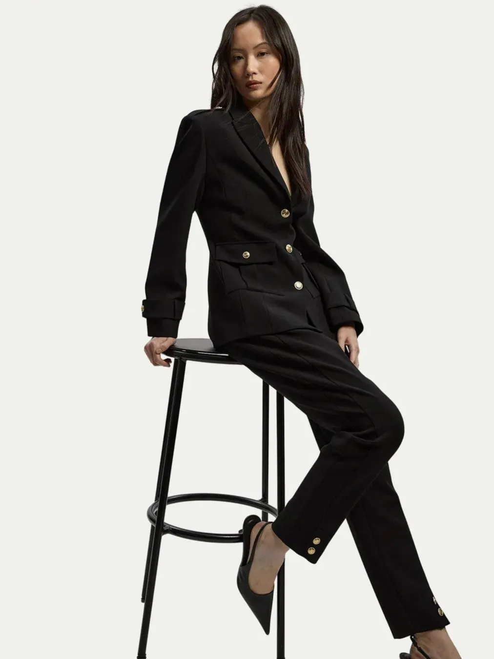 Женские военные брюки прямого кроя Karen Millen — изображение 5 из 8, черный