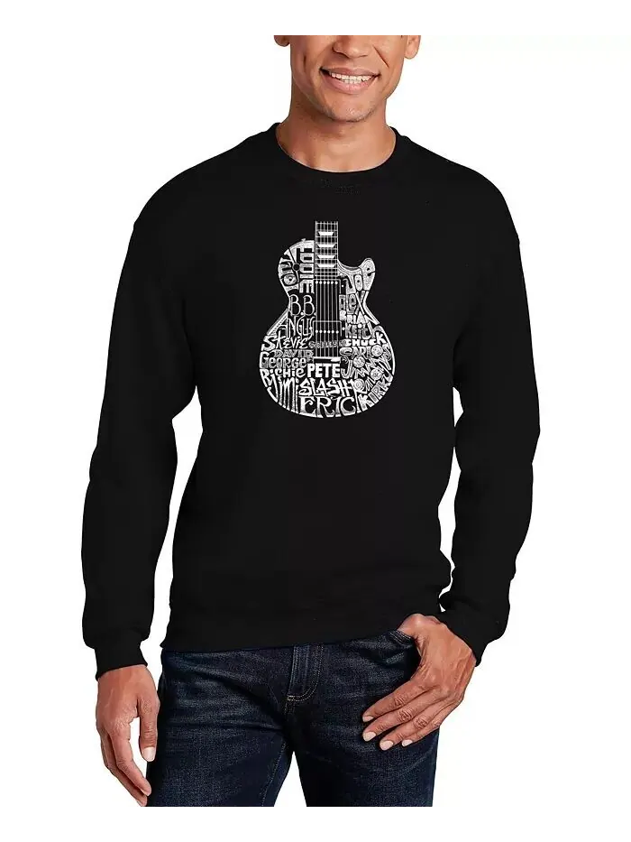 Мужская толстовка с круглым вырезом и надписью Rock Guitar Head LA Pop Art — изображение 1 из 2, черный