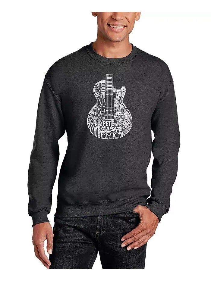 Мужская толстовка с круглым вырезом и надписью Rock Guitar Head LA Pop Art — изображение 1 из 2, серый