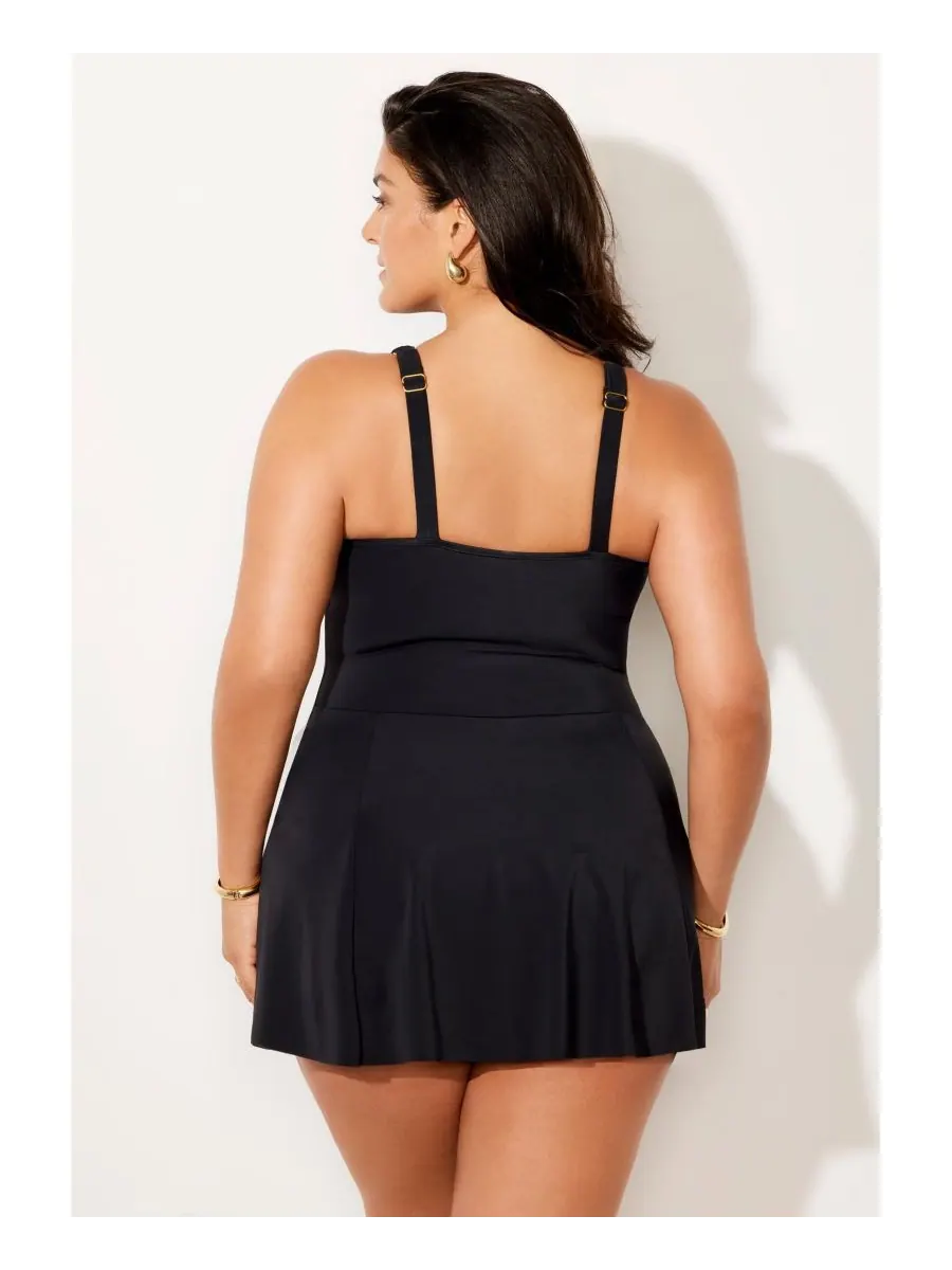 Женское регулируемое купальное платье-саронг Swimsuits for All — изображение 2 из 3, черный