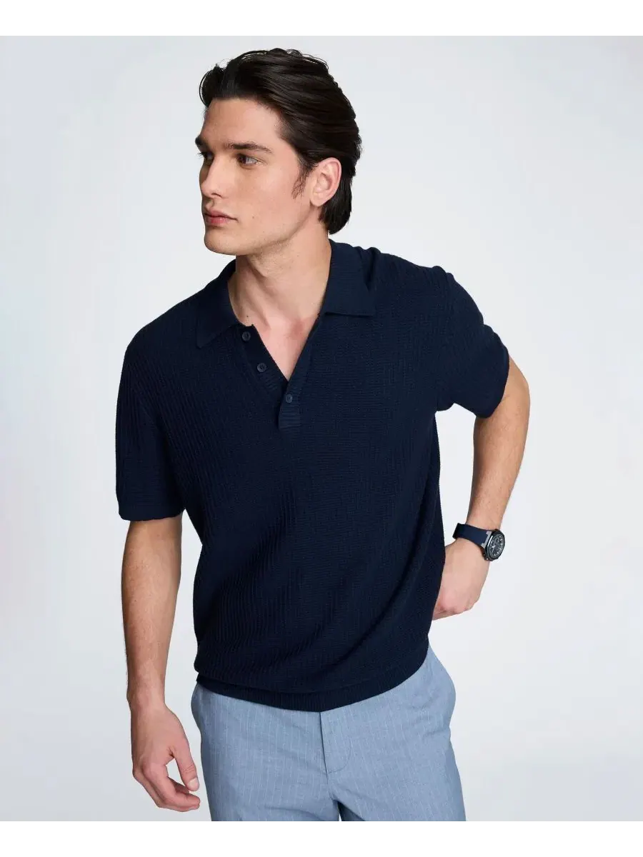 Мужской хлопковый поло с коротким рукавом Kenneth Cole — изображение 1 из 4, темно-синий