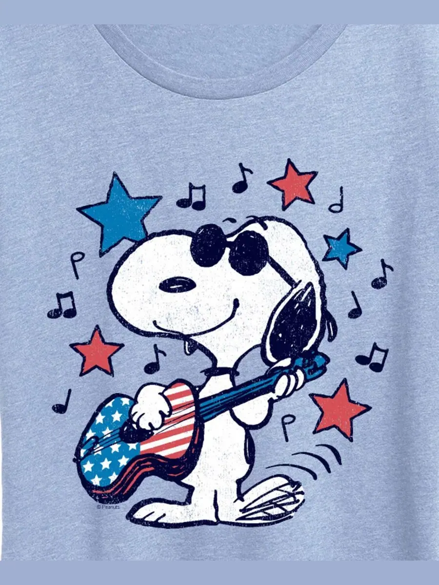Футболка с коротким рукавом и графическим принтом "Peanuts Snoopy Americana Guitar" для полных — изображение 2 из 3, синий