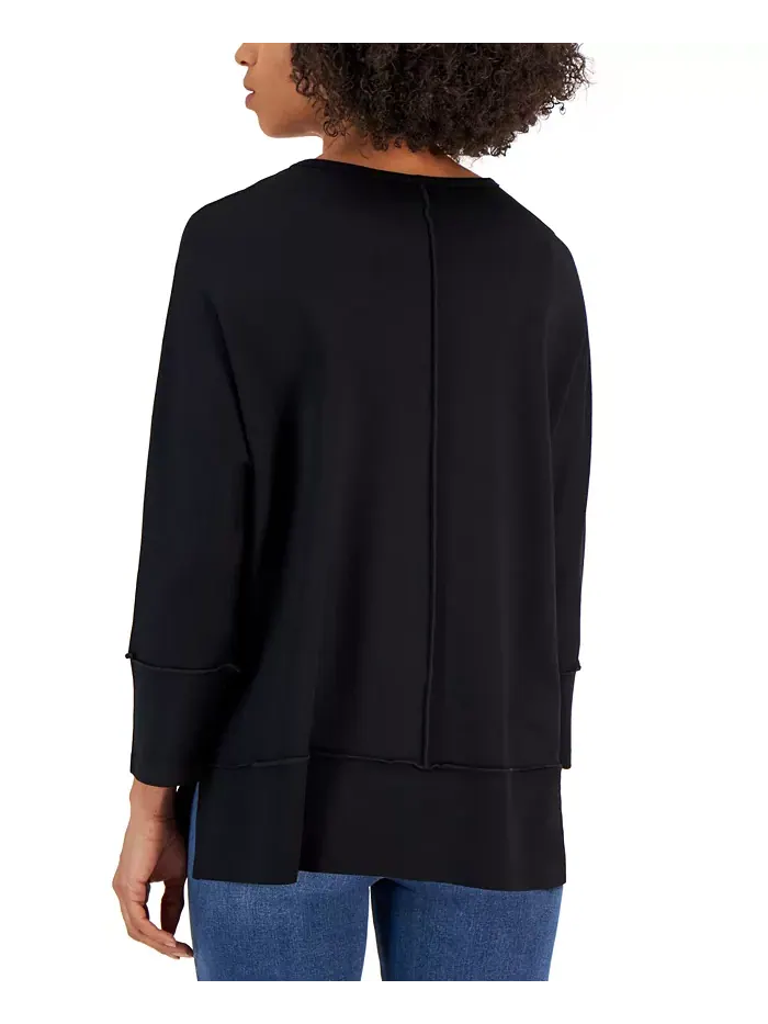 Женский укороченный трикотажный топ 3/4 Serenity Knit Jones New York — изображение 2 из 3, черный