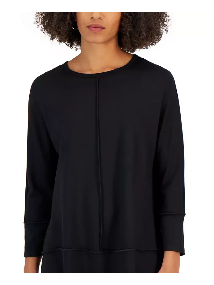 Женский укороченный трикотажный топ 3/4 Serenity Knit Jones New York — изображение 3 из 3, черный