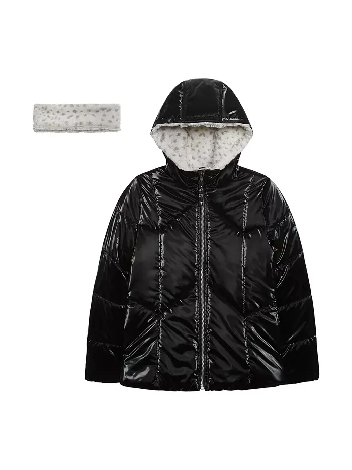 Детская утепленная куртка с эффектом отражения Reflective Shine Fashion Puffer Jacket для девочек — изображение 1 из 4