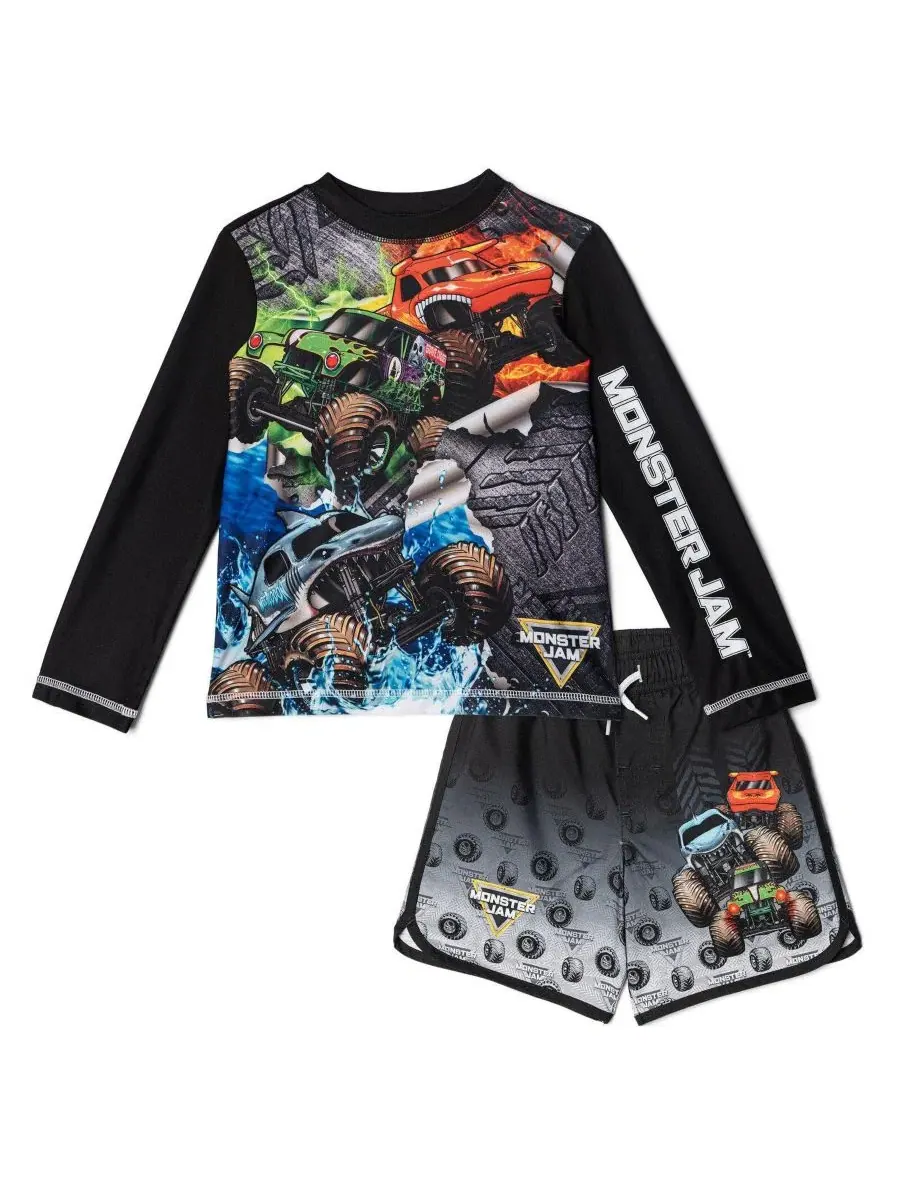 Комплект из рашгарда с длинным рукавом и плавок Monster Jam Monster Jam Black — черный