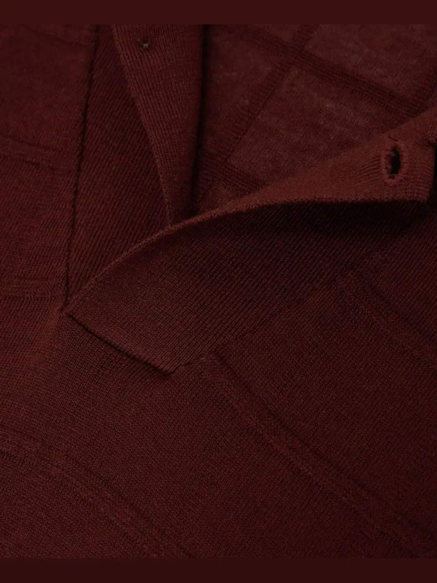 Полочная рубашка с текстурой в клетку Serval Open Collar Check Textured REISS — изображение 3 из 5, бордо