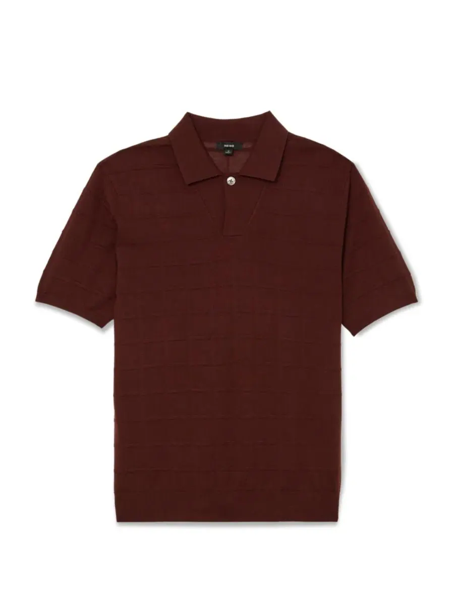 Полочная рубашка с текстурой в клетку Serval Open Collar Check Textured REISS — изображение 4 из 5, бордо