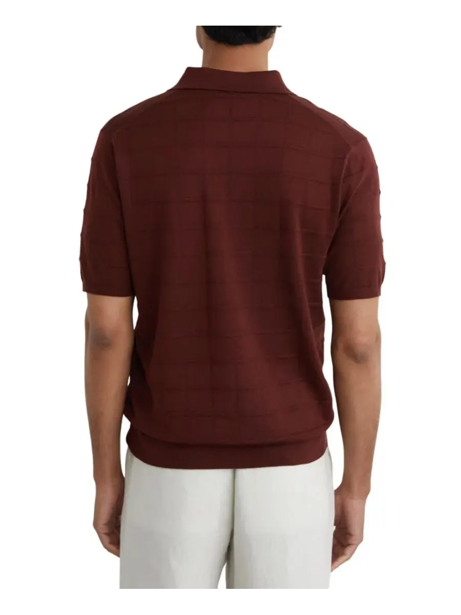 Полочная рубашка с текстурой в клетку Serval Open Collar Check Textured REISS — изображение 5 из 5, бордо