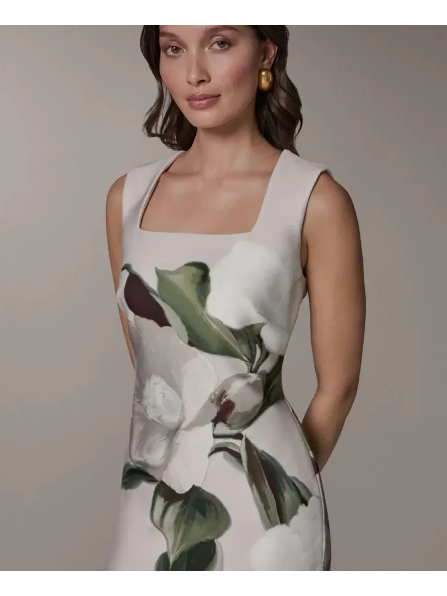 Платье-футляр без рукавов с квадратным вырезом Petite Square Neck Sheath Dress Donna Karan New York — изображение 4 из 5