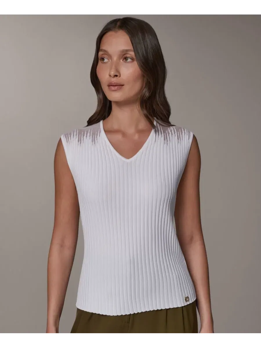 Топ без рукавов с V-образным вырезом Donna Karan New York — изображение 1 из 8, бежевый