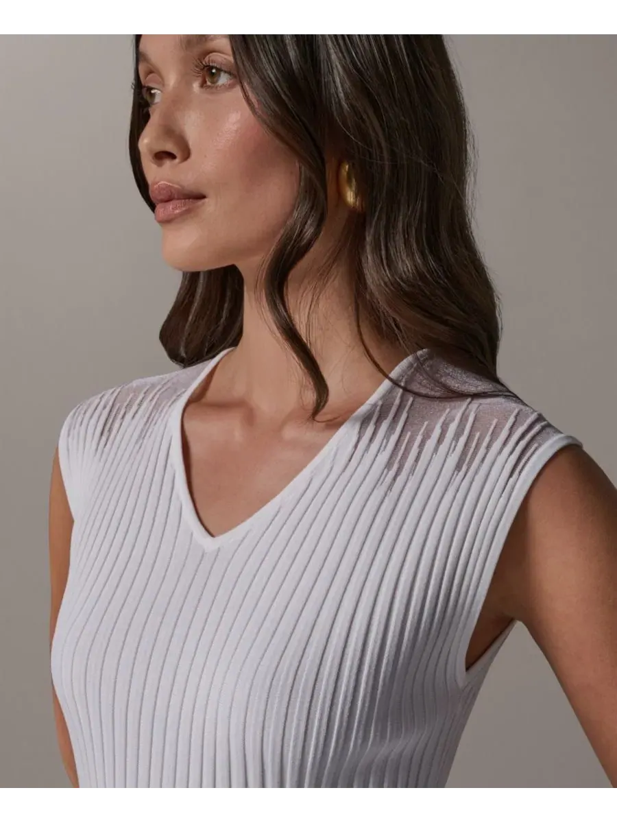 Топ без рукавов с V-образным вырезом Donna Karan New York — изображение 4 из 8, бежевый