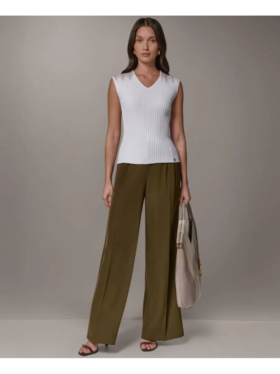Топ без рукавов с V-образным вырезом Donna Karan New York — изображение 8 из 8, бежевый