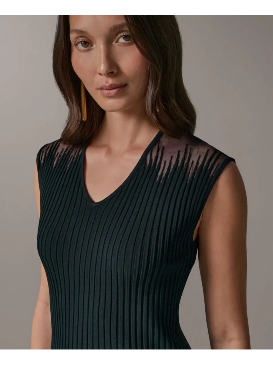 Топ без рукавов с V-образным вырезом Donna Karan New York — изображение 4 из 8, черный