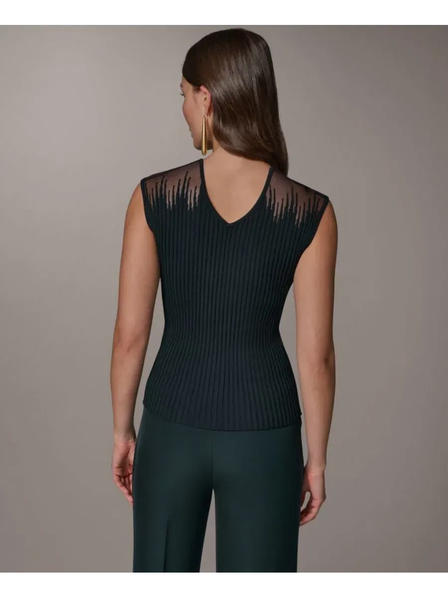 Топ без рукавов с V-образным вырезом Donna Karan New York — изображение 5 из 8, черный