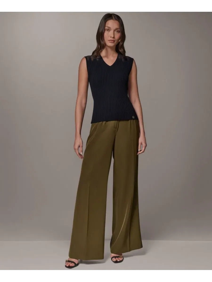 Топ без рукавов с V-образным вырезом Donna Karan New York — изображение 2 из 8, черный