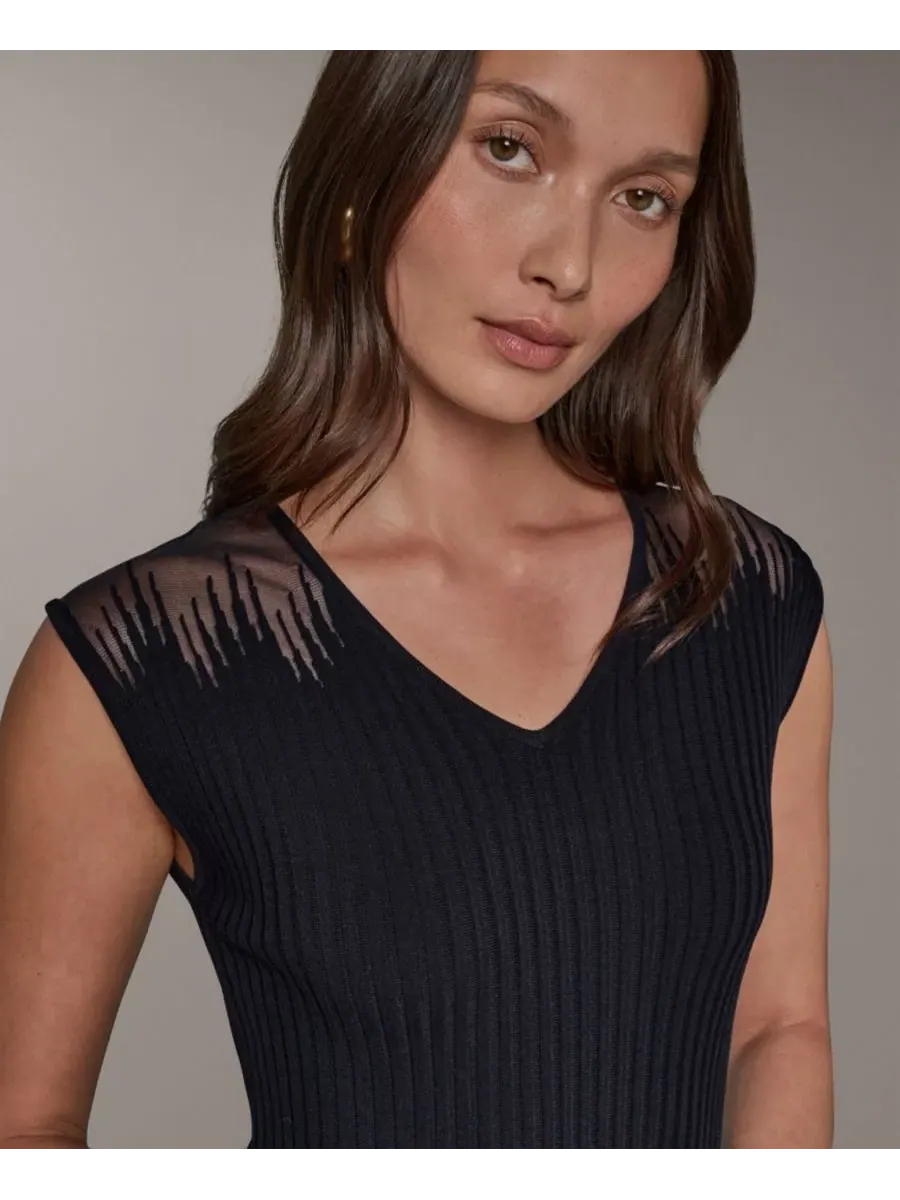 Топ без рукавов с V-образным вырезом Donna Karan New York — изображение 4 из 8, черный