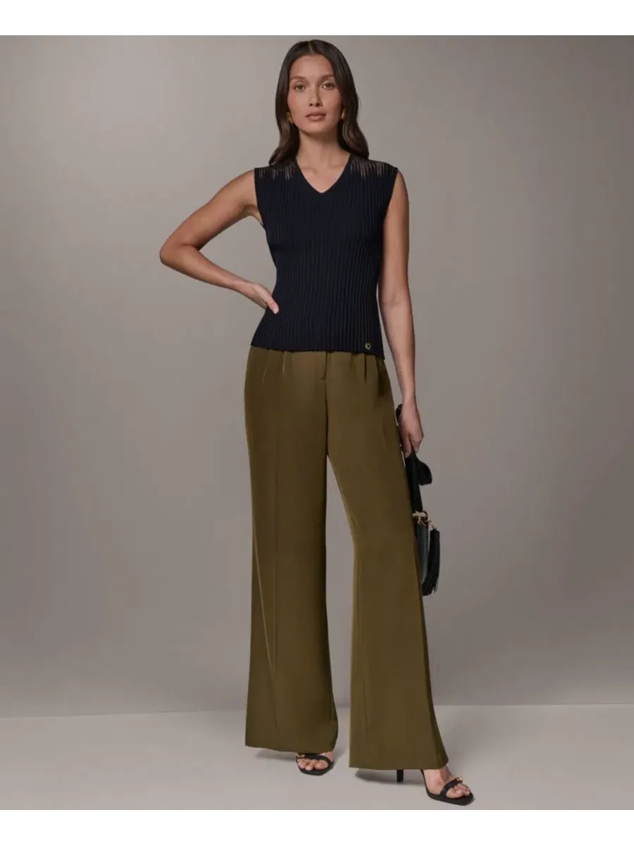 Топ без рукавов с V-образным вырезом Donna Karan New York — изображение 7 из 8, черный