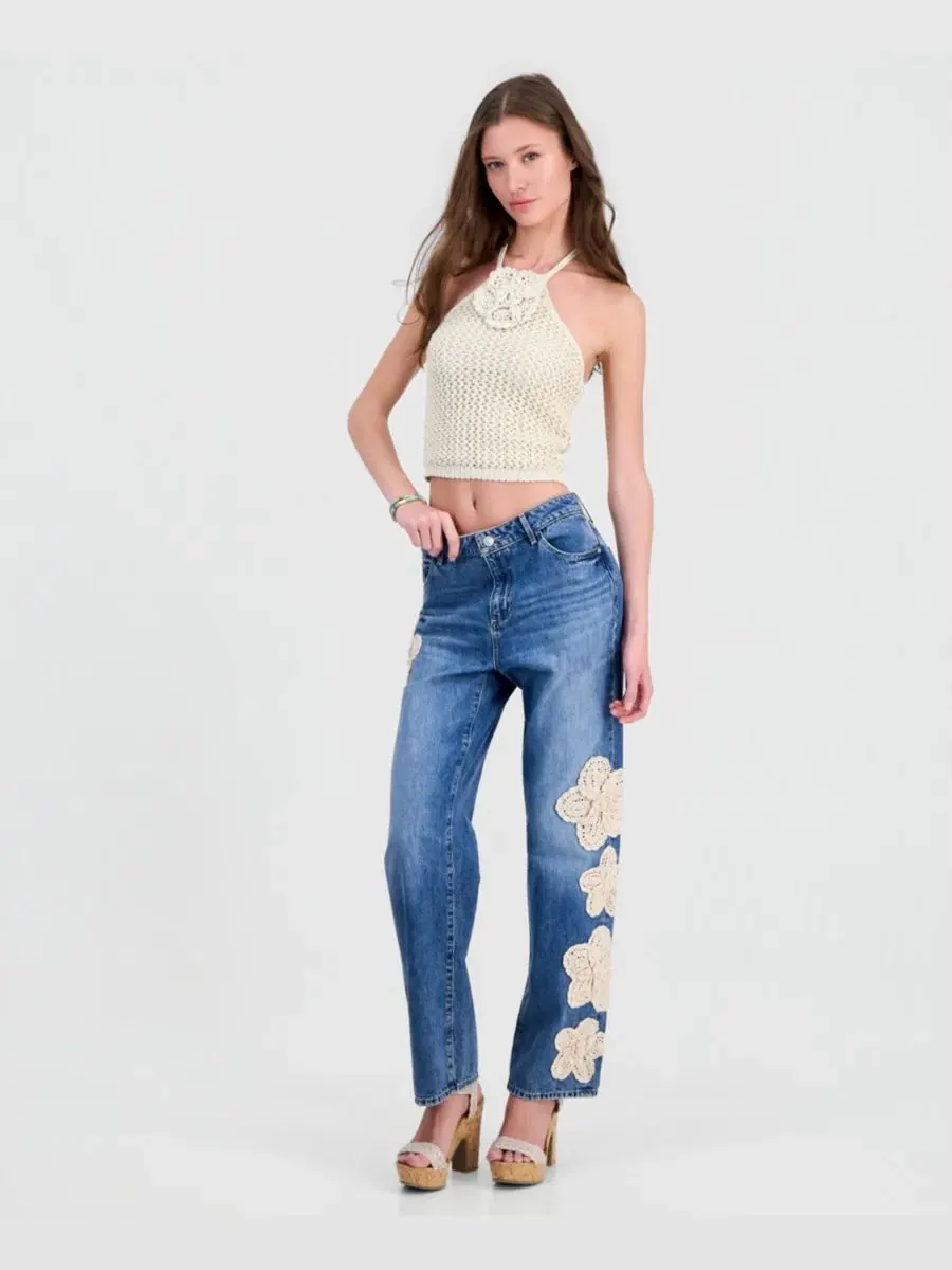 Топ-халтер с цветочным кружевом Alicia Flower Crochet GUESS — изображение 2 из 7, натуральный мульти