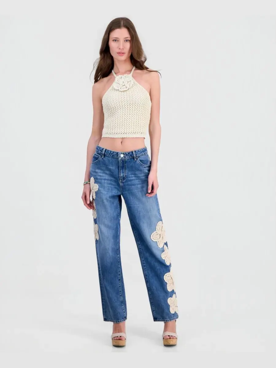Топ-халтер с цветочным кружевом Alicia Flower Crochet GUESS — изображение 5 из 7, натуральный мульти