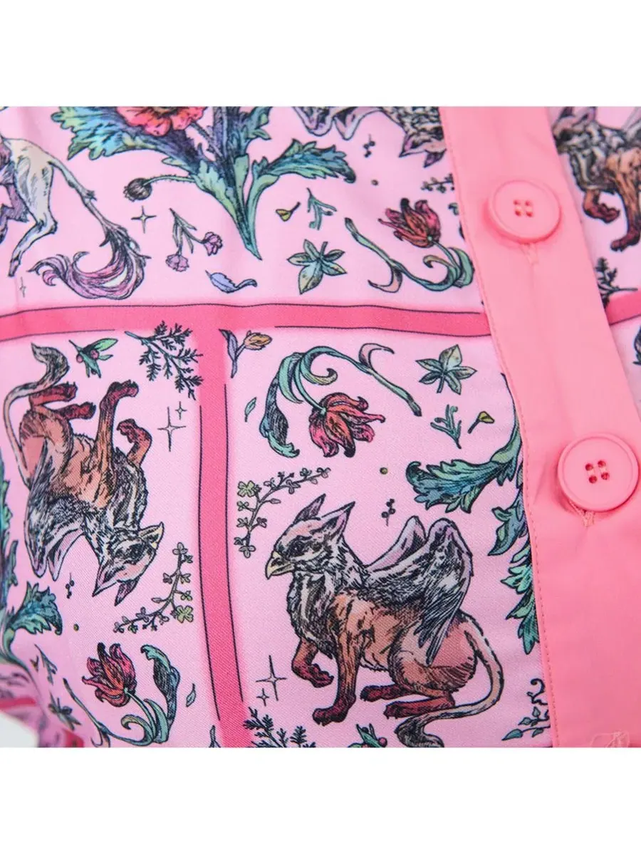 Платье-трапеция без рукавов с принтом Pink Mythical Creatures Print Unique Vintage — изображение 3 из 5, розовый