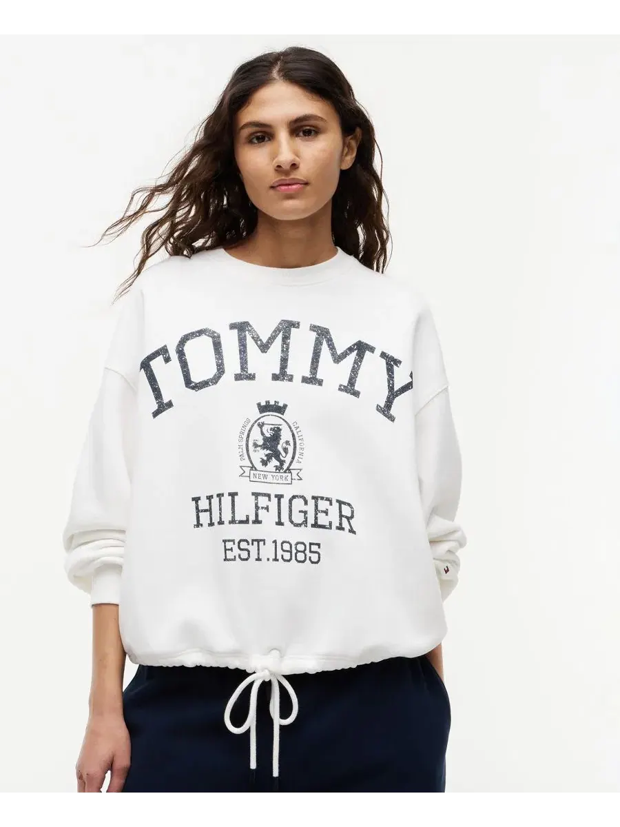 Свитшот женский с круглым вырезом, с принтом Tommy Hilfiger