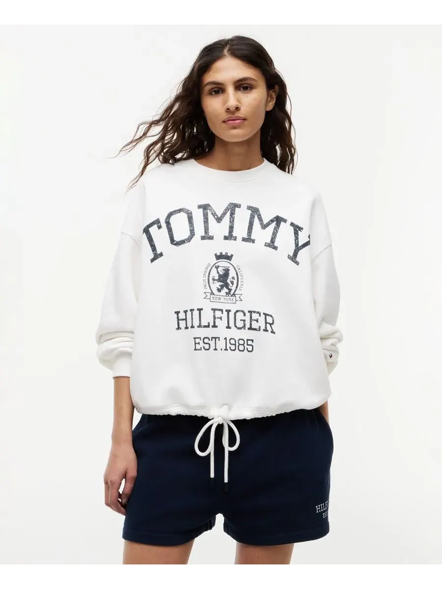 Свитшот женский с круглым вырезом, с принтом Tommy Hilfiger — изображение 4 из 5, экру