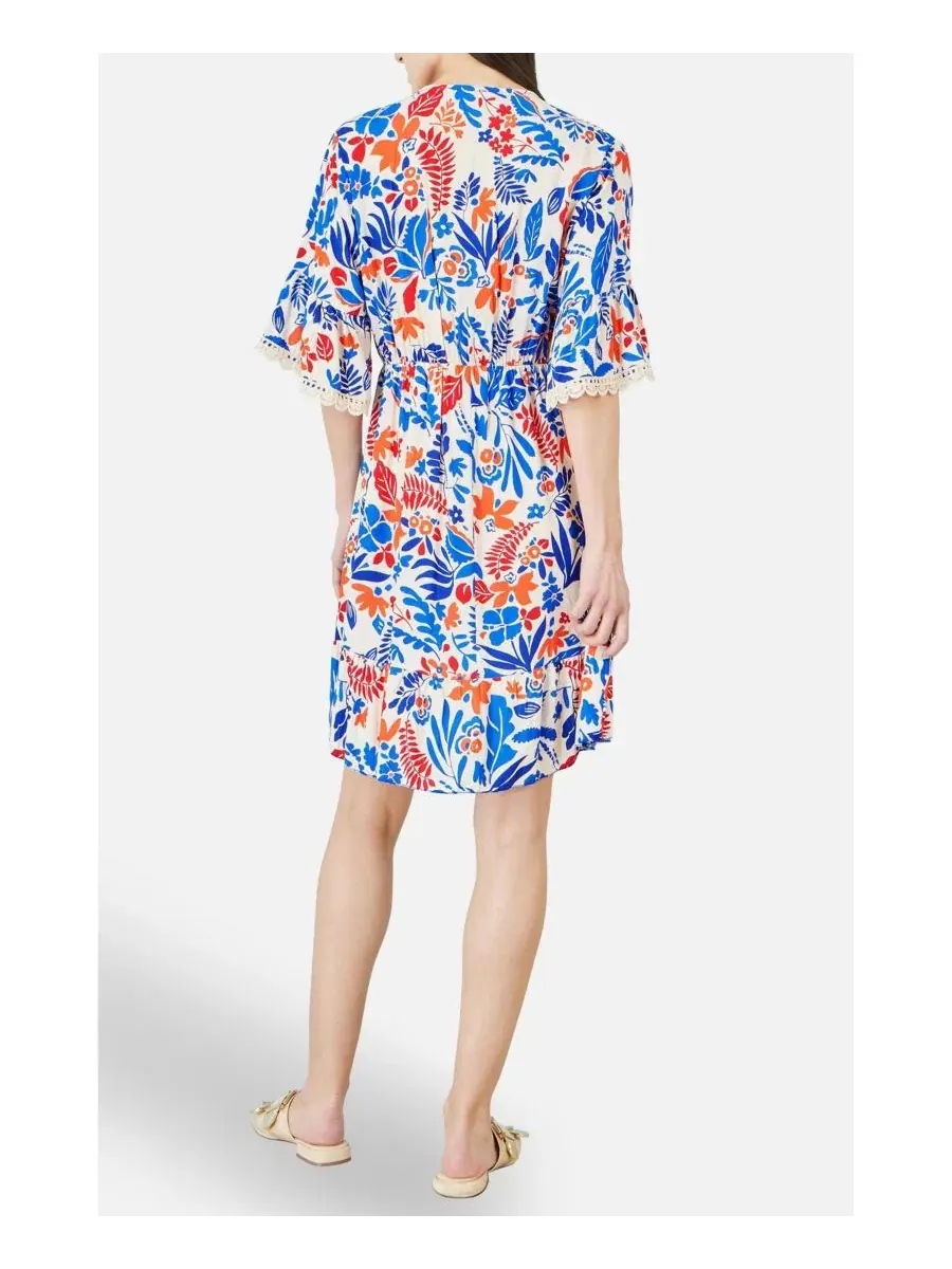 Платье-туника с принтом, модель Leaf Print Kimono Sleeve Tunic Dress Yumi — изображение 7 из 8, мульти