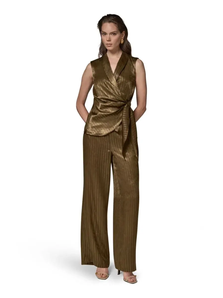 Топ без рукавов с поясом Donna Karan New York — изображение 2 из 15, оливковый/золотистый