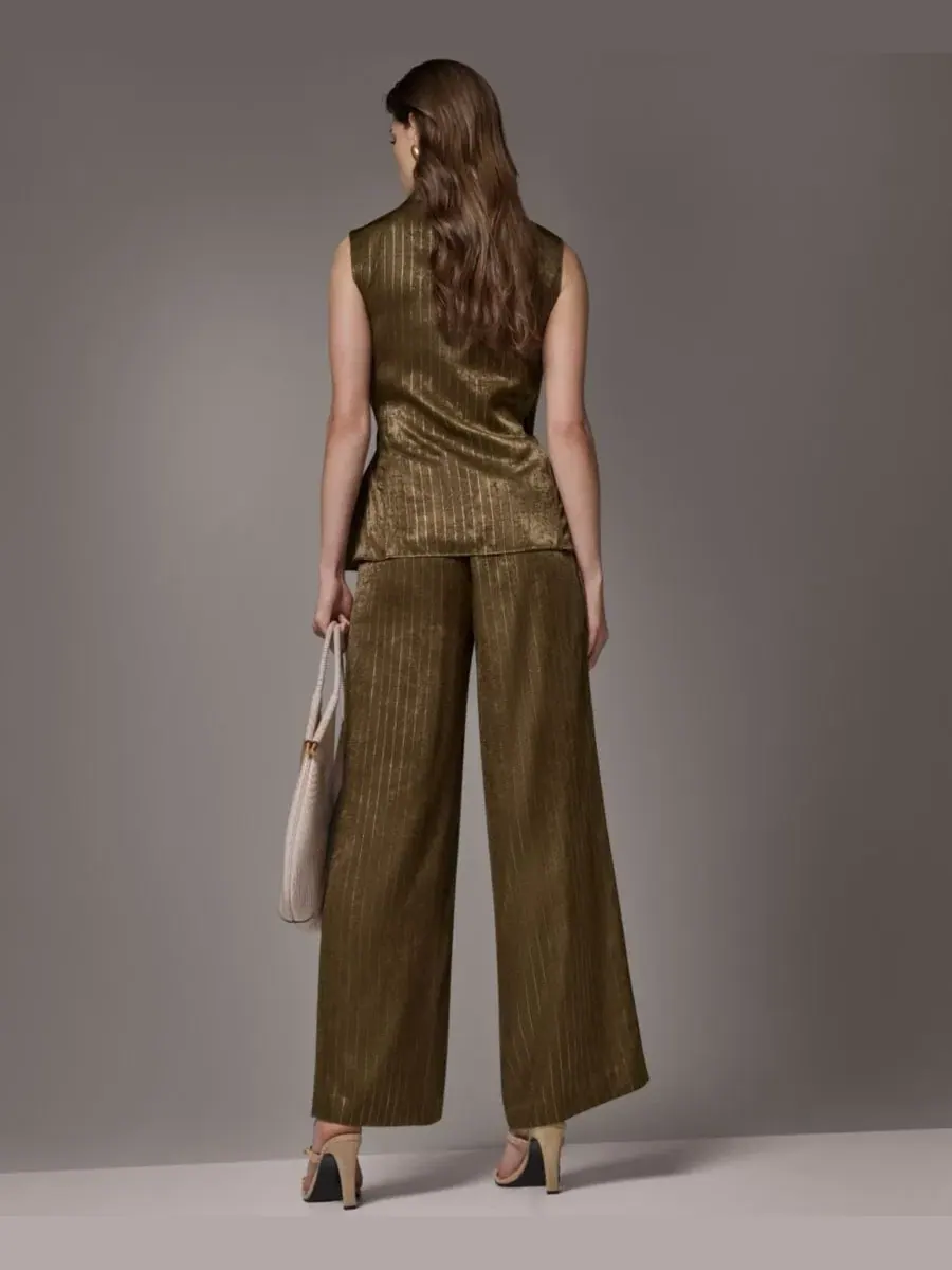 Топ без рукавов с поясом Donna Karan New York — изображение 12 из 15, оливковый/золотистый