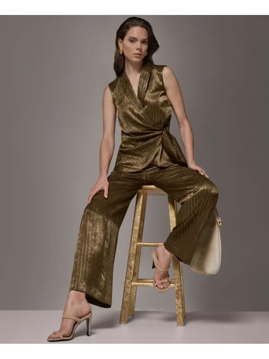 Топ без рукавов с поясом Donna Karan New York — изображение 13 из 15, оливковый/золотистый