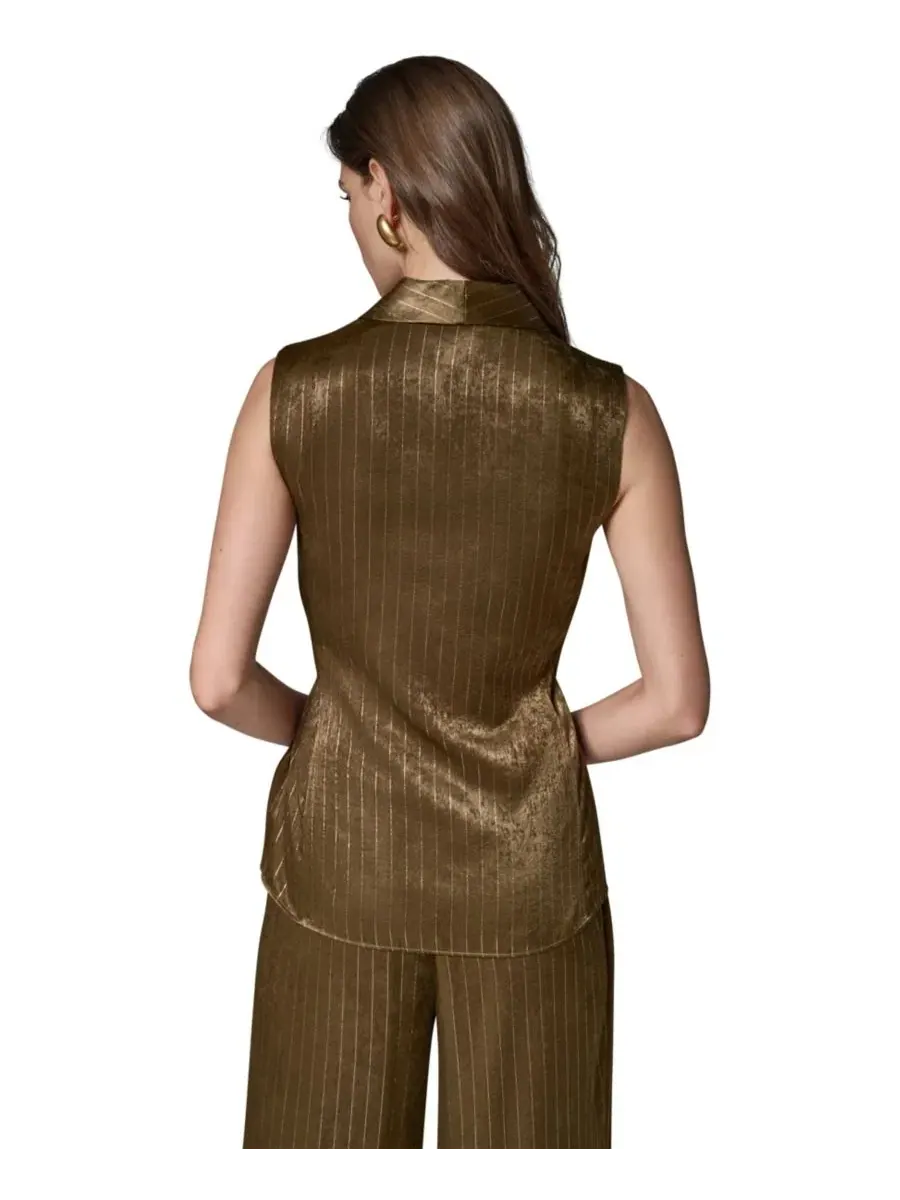 Топ без рукавов с поясом Donna Karan New York — изображение 5 из 15, оливковый/золотистый