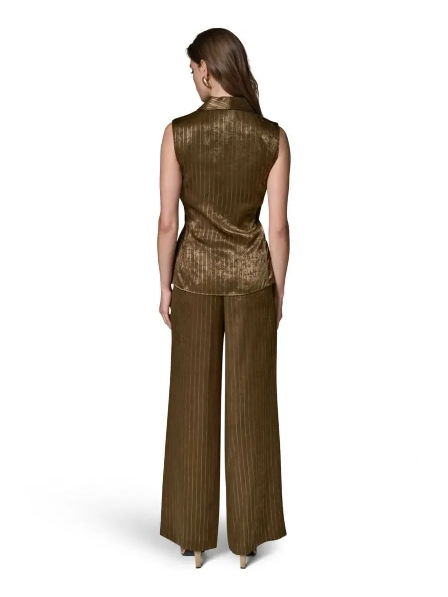 Топ без рукавов с поясом Donna Karan New York — изображение 7 из 15, оливковый/золотистый