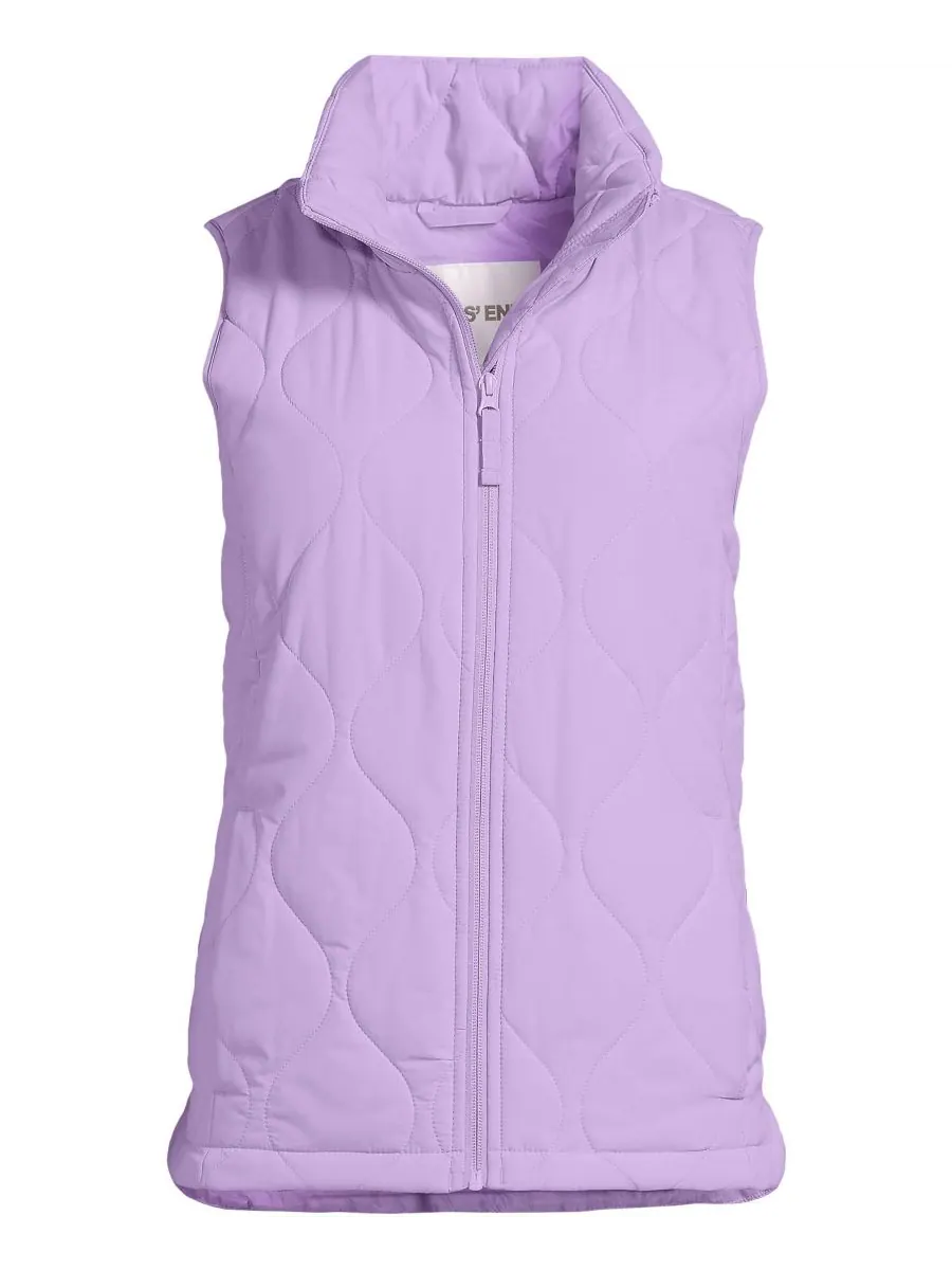 Женский высокий стеганый утепленный жилет FeatherFree Onion Lands' End, Whisper lilac — изображение 3 из 4