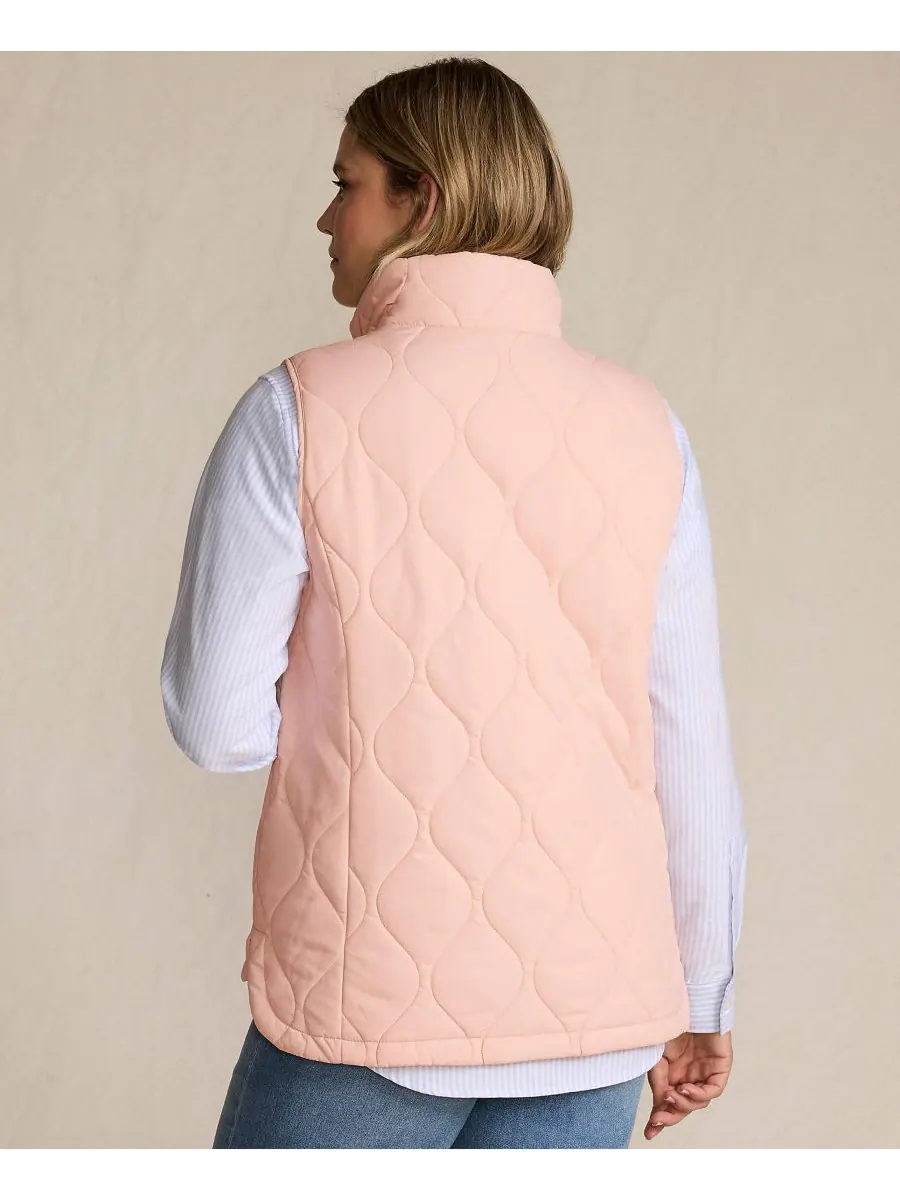 Женский высокий стеганый утепленный жилет FeatherFree Onion Lands' End — изображение 2 из 4, розовый