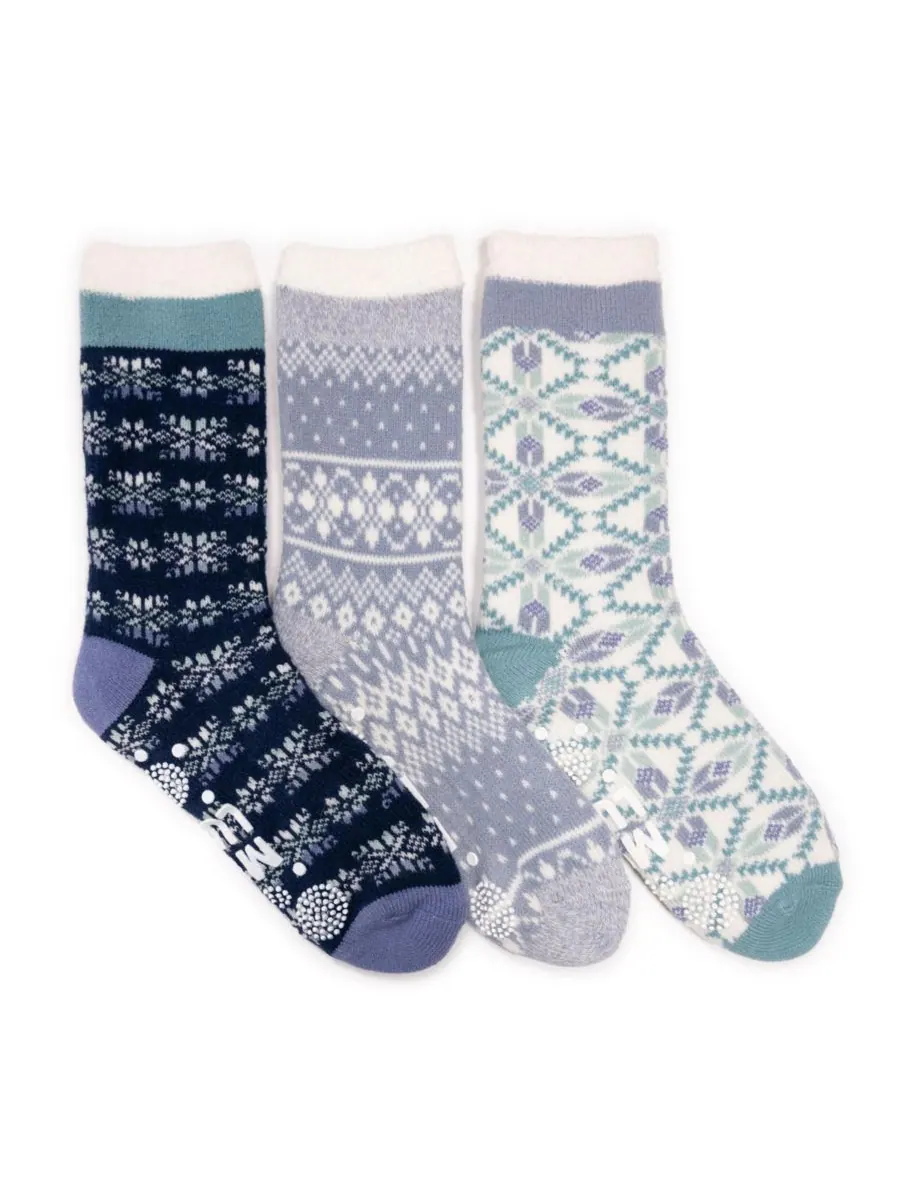 Женские домашние носки, 3 шт, высокие, уютные, на подкладке MUK LUKS — изображение 1 из 2, синий