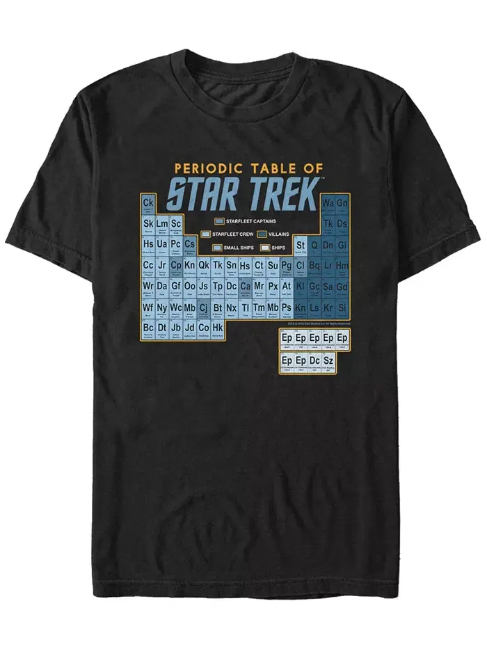Футболка с коротким рукавом Star Trek Men's The Original Series с изображением периодической — изображение 1 из 1, черный