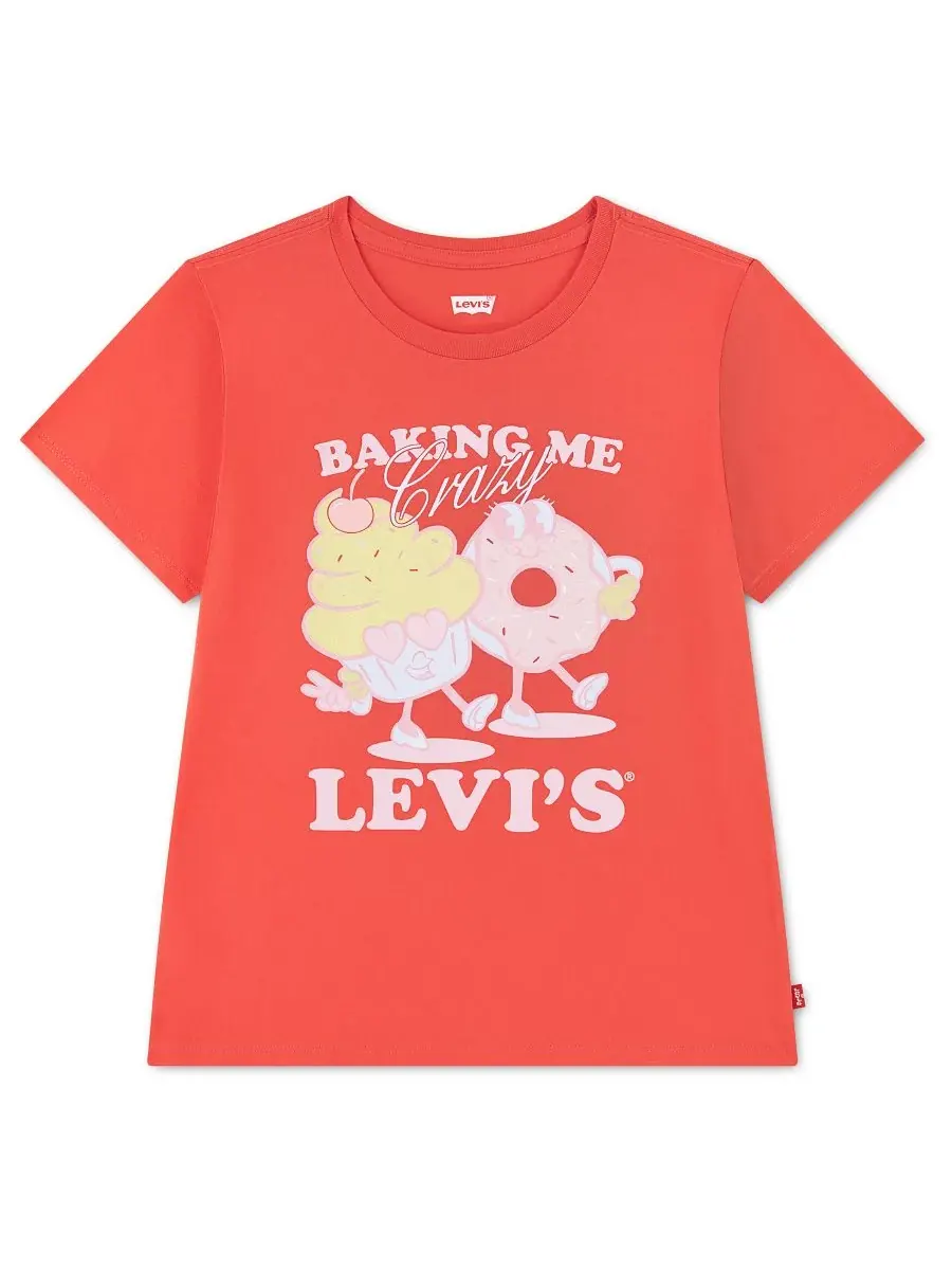 Футболка с круглым вырезом для девочек 7-16 лет Levi's — изображение 6 из 8, яркий красный