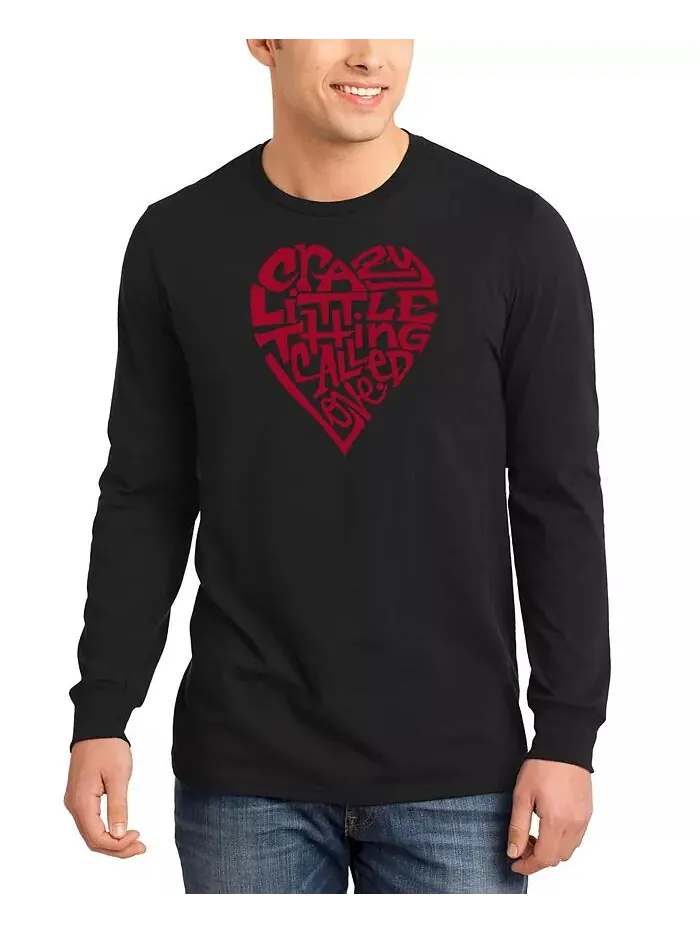 Мужская футболка с длинным рукавом Crazy Little Thing Called Love Word Art LA Pop Art — изображение 1 из 2, черный