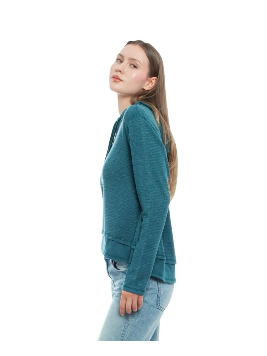 Женская толстовка с длинными рукавами и двойной баской WILT Clothing — изображение 3 из 7, синий