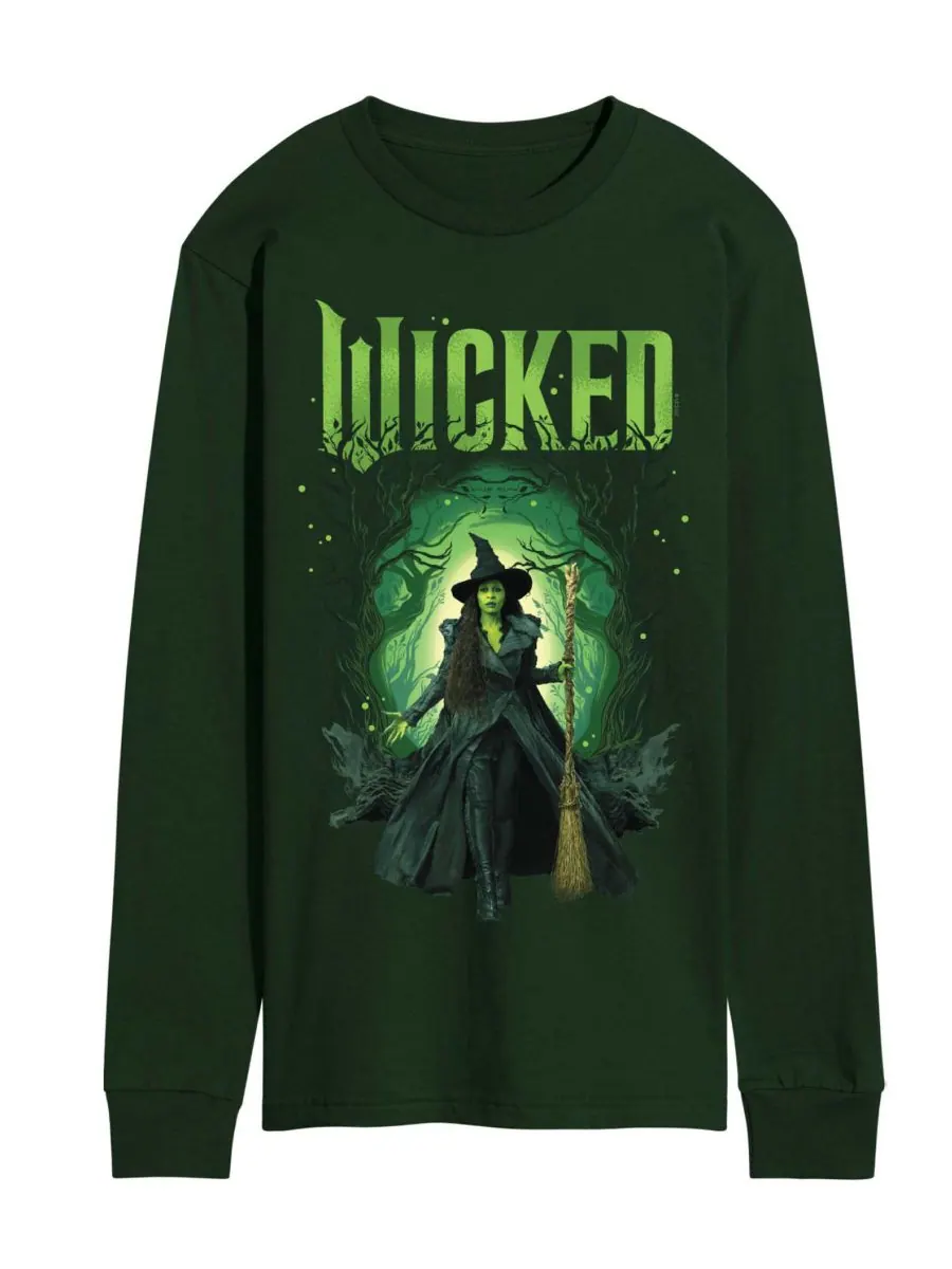 Мужская футболка с длинными рукавами Wicked Part 2 с графическим принтом Лес Эльфабы AIRWAVES — изображение 1 из 3, зеленый