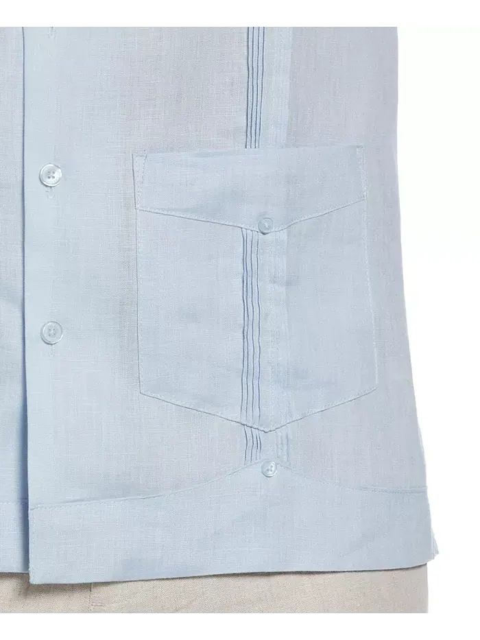 Мужская 100% льняная рубашка с коротким рукавом и четырьмя карманами Guayabera Cubavera — изображение 7 из 8, черный